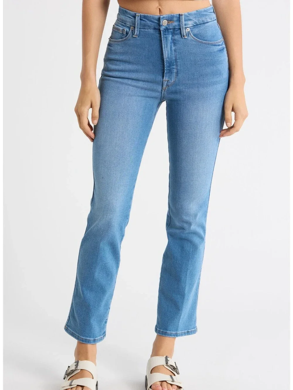 Good American Good Curve Straight Leg Jeans Indigo268 Blue Stretch NWT 4/27